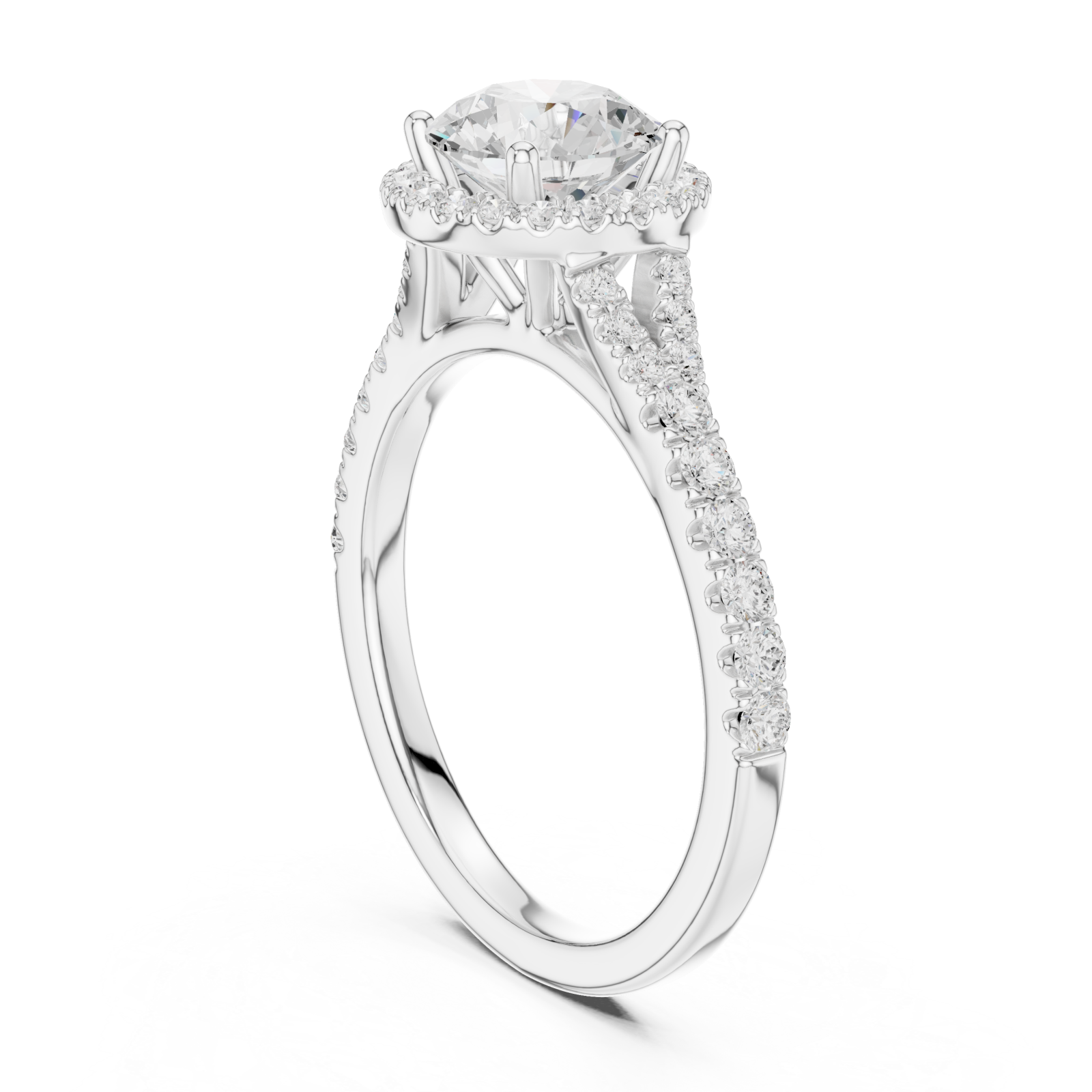  White Gold Solstice Halo Promise Ring Left View