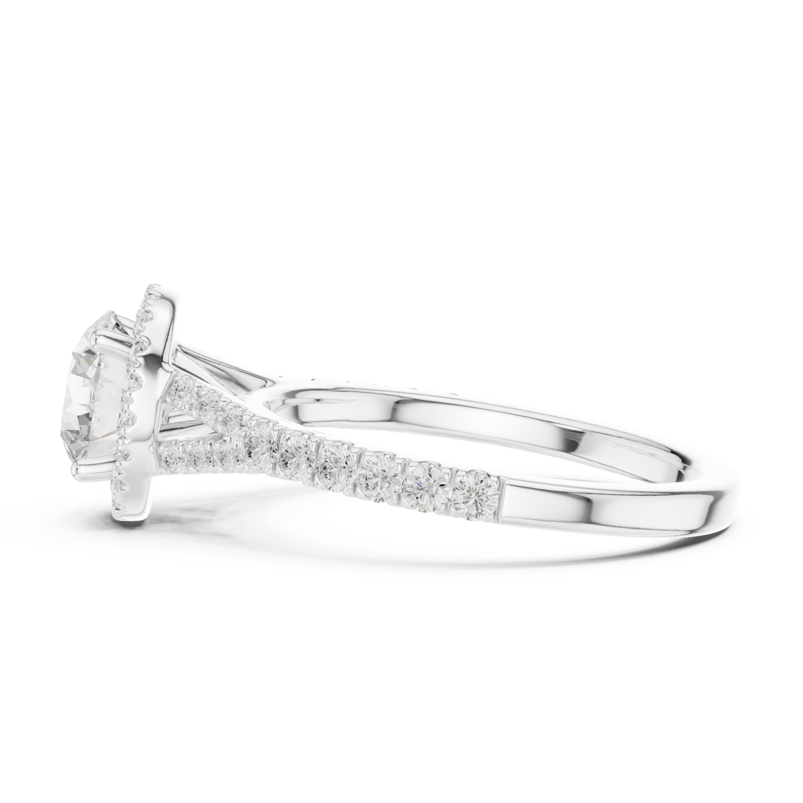  White Gold Solstice Halo Promise Ring Side View