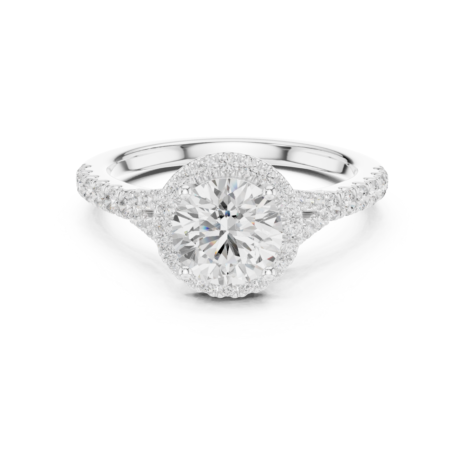  White Gold Solstice Halo Promise Ring Front View