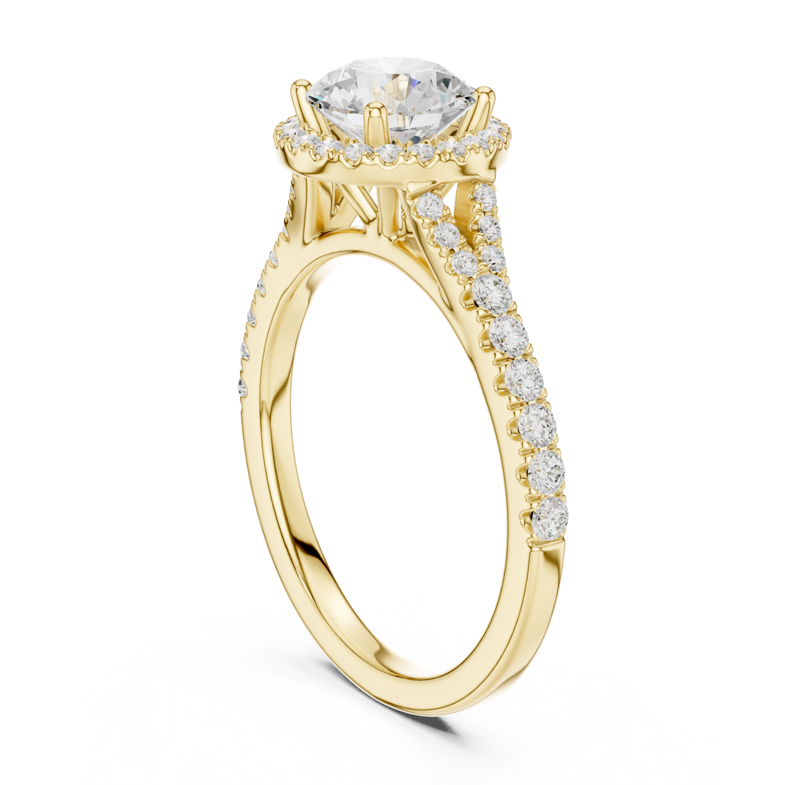  Gold Solstice Halo Promise Ring Left View