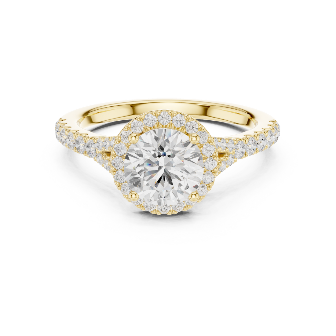 Gold Solstice Halo Promise Ring Right View