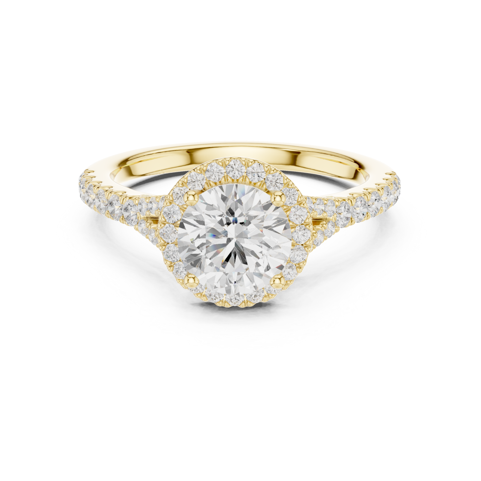  Gold Solstice Halo Promise Ring Front View