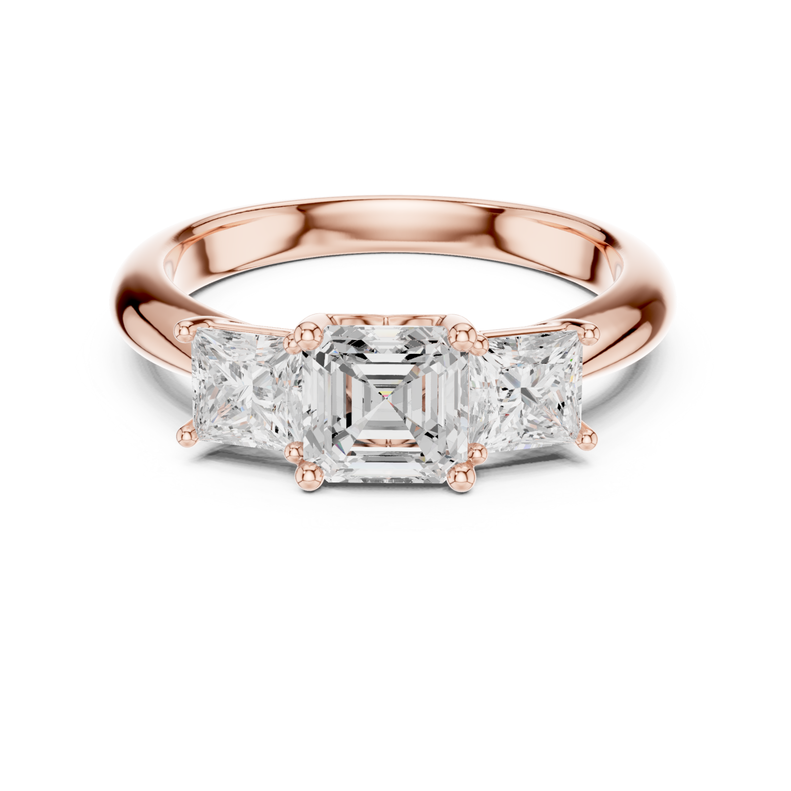  Rose Gold Crest Adorned Promise Ring Front View