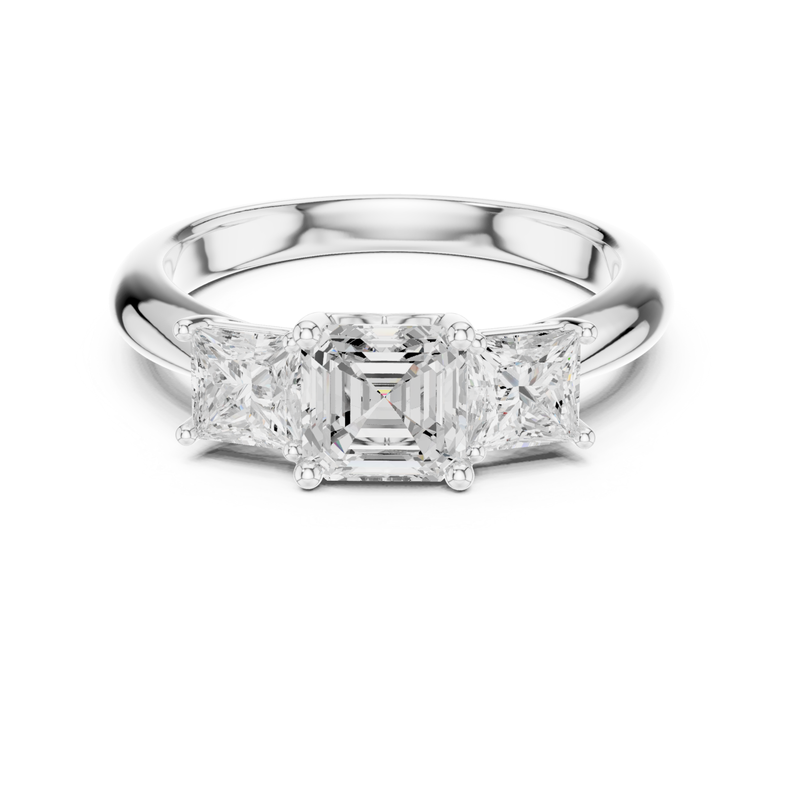  White Gold Crest Adorned Promise Ring Front View
