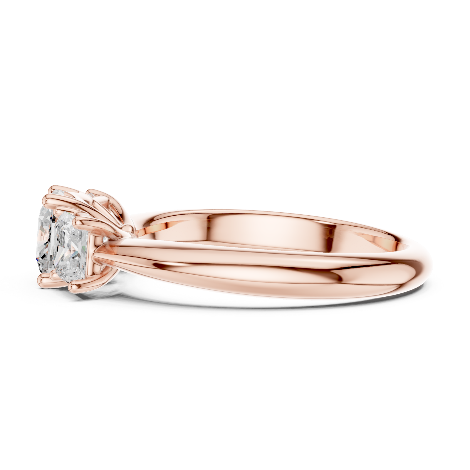  Rose Gold Sunlit Embrace Trio Ring Side View