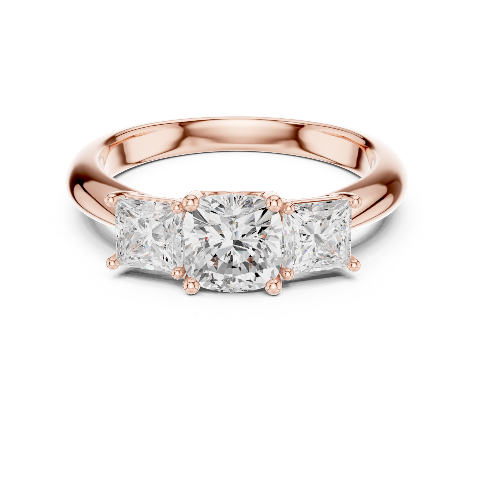  Rose Gold Sunlit Embrace Trio Ring Front View