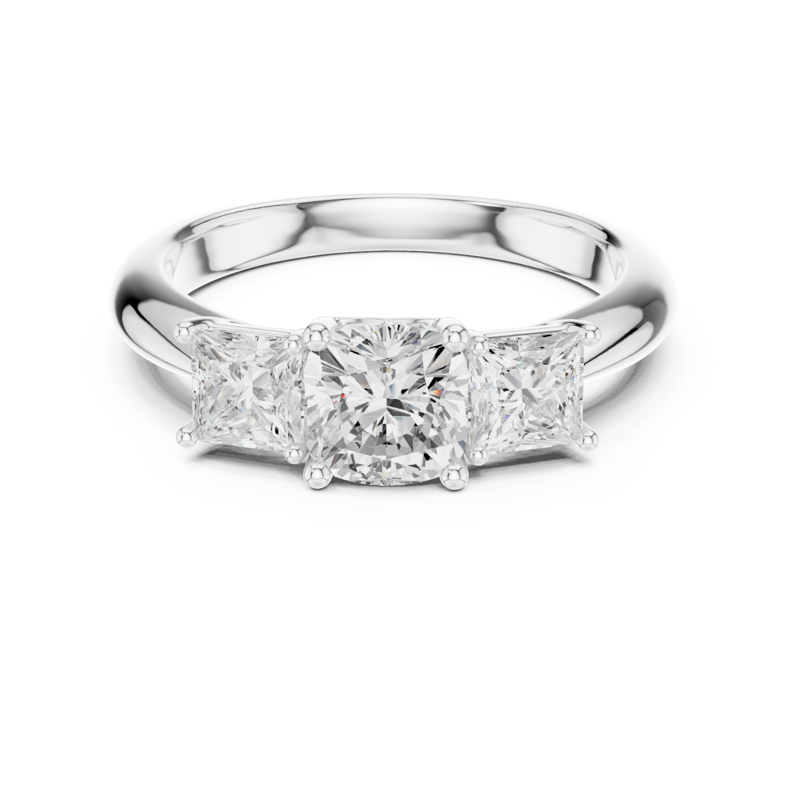  White Gold Sunlit Embrace Trio Ring Front View