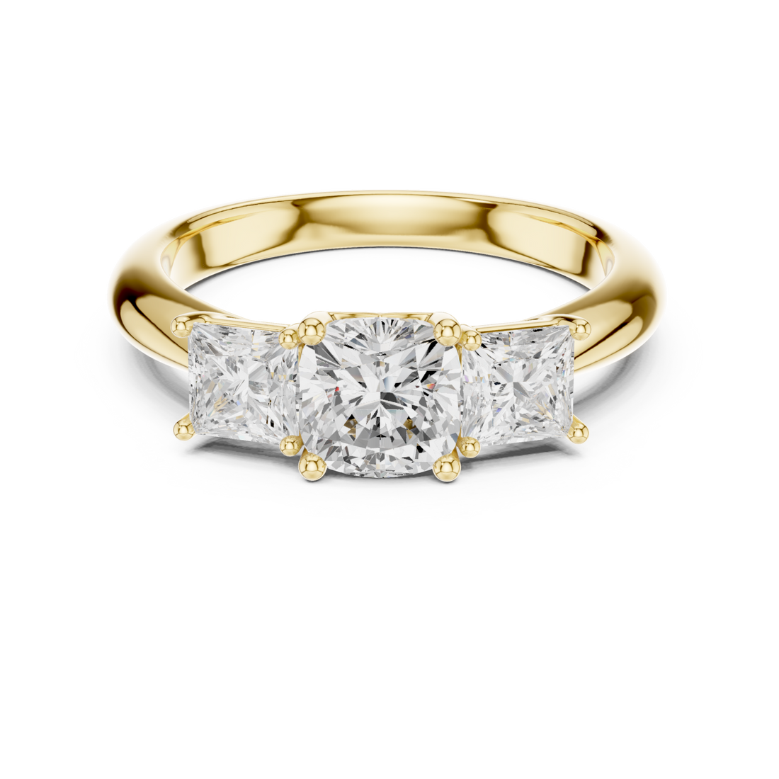 Gold Sunlit Embrace Trio Ring Right View