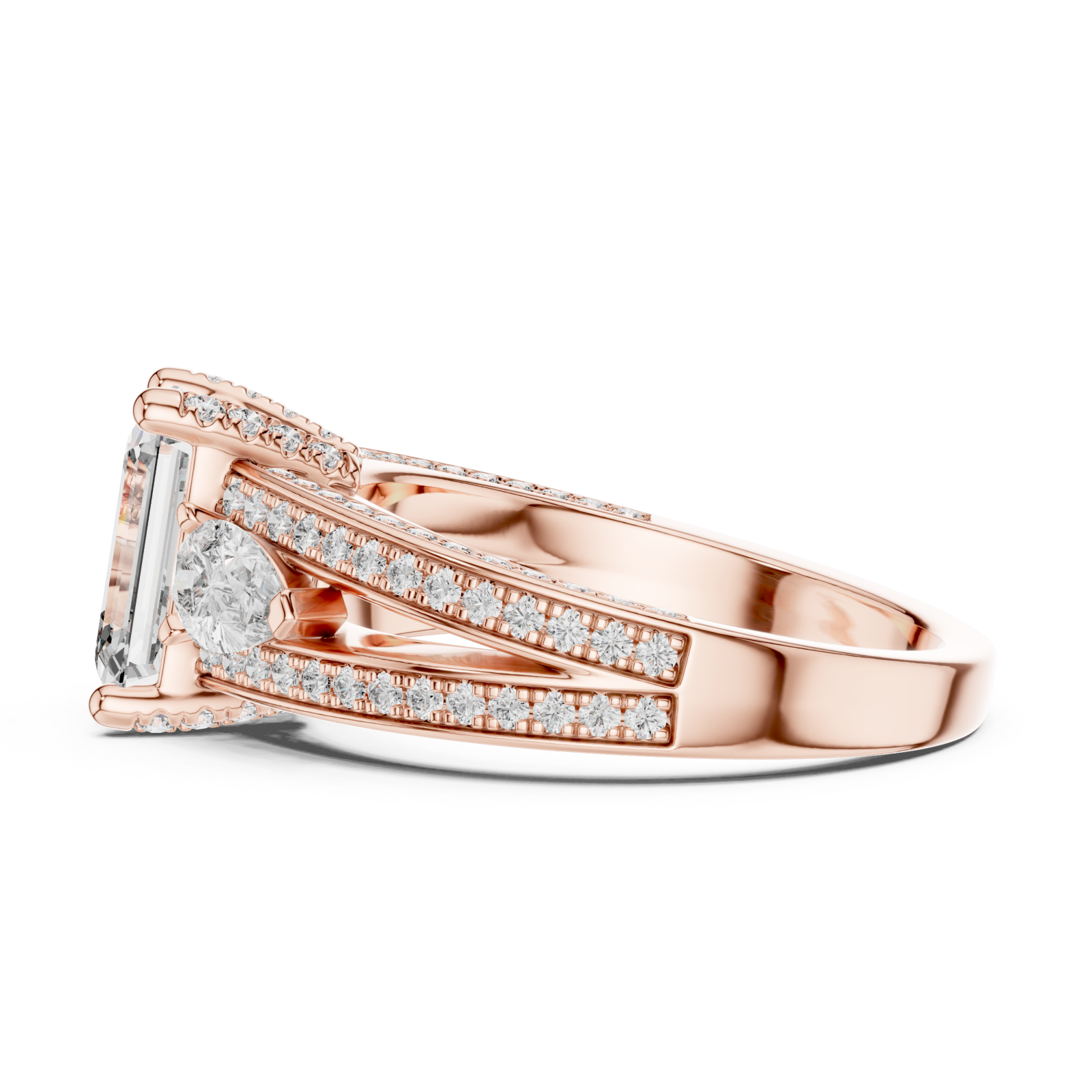  Rose Gold Eternal Whisper Twinned Brilliance Promise Ring Side View
