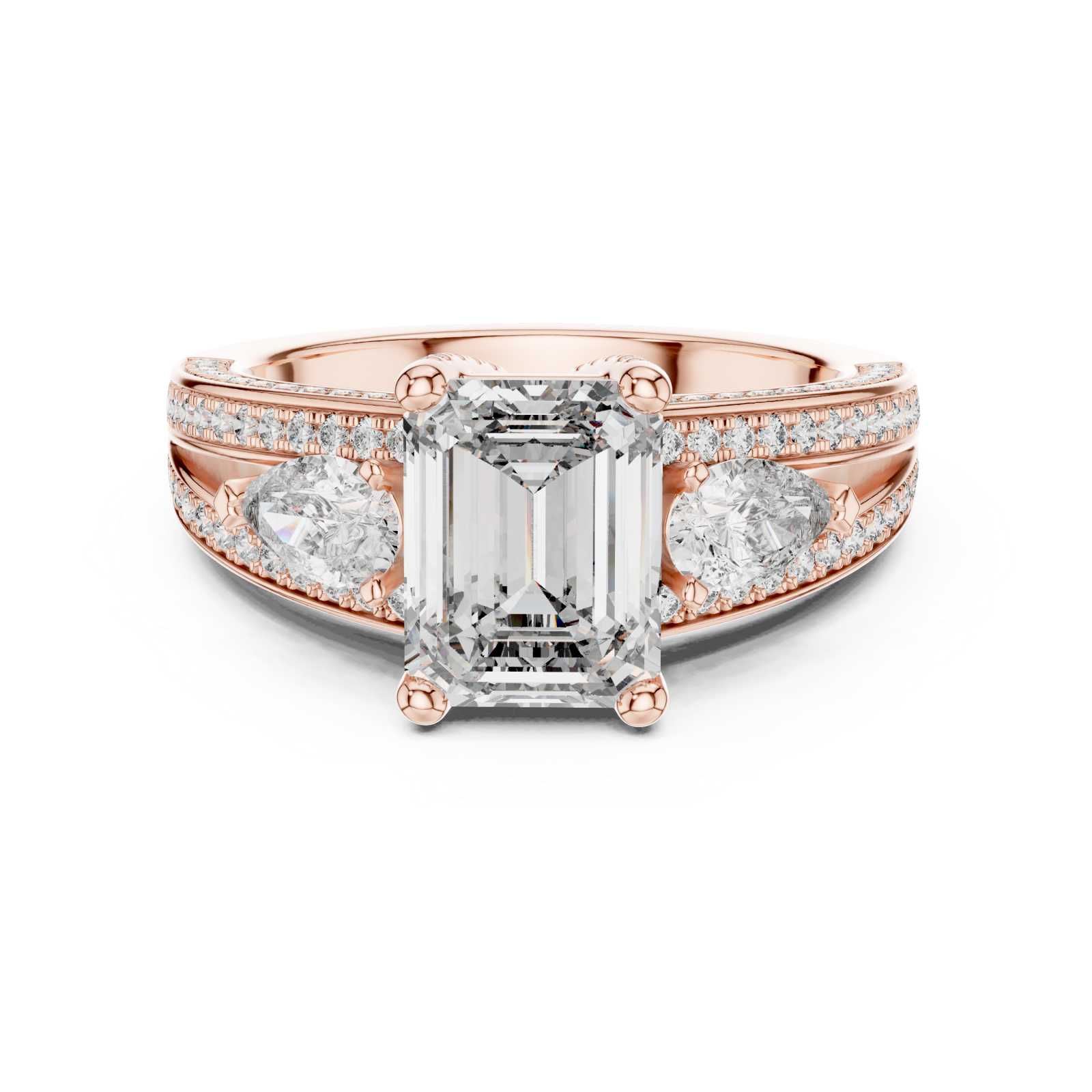  Rose Gold Eternal Whisper Twinned Brilliance Promise Ring Front View
