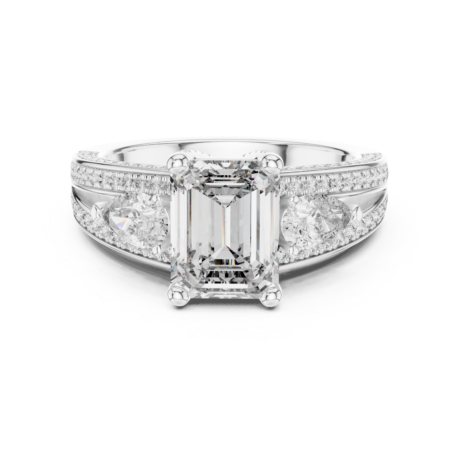  White Gold Eternal Whisper Twinned Brilliance Promise Ring Front View