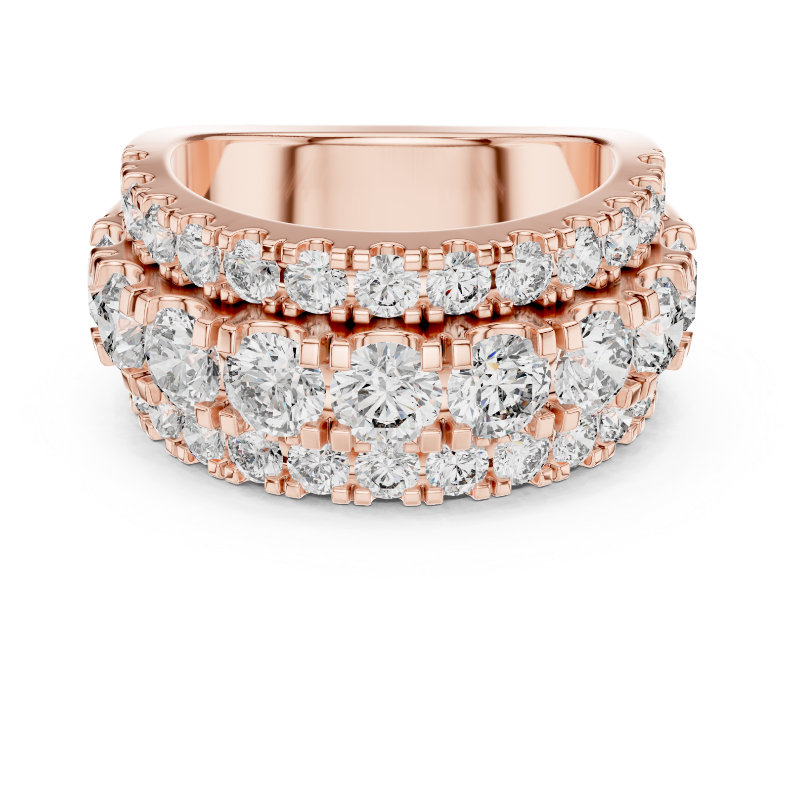  Rose Gold Radiant Ensemble Statement Cocktail Ring Front View
