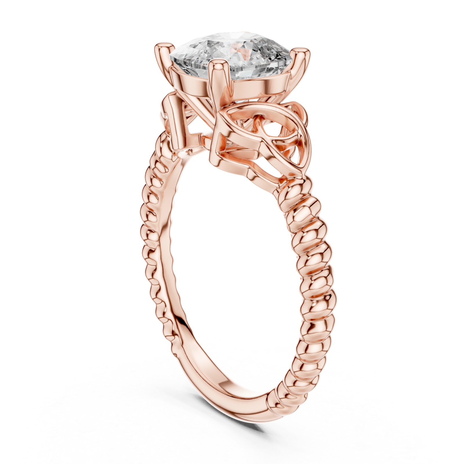  Rose Gold Radiant Twine Solitaire Celebration Band Left View