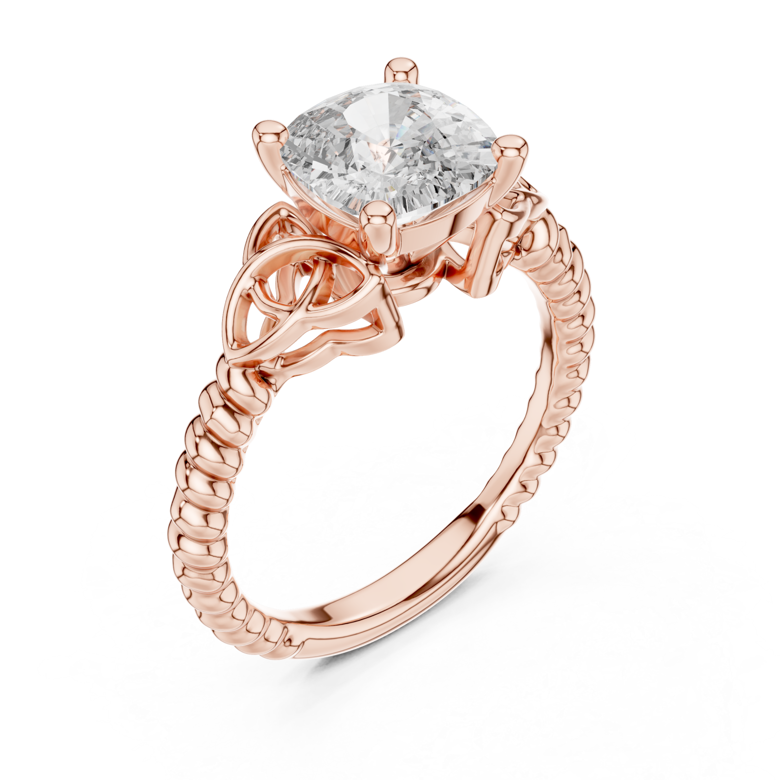  Rose Gold Radiant Twine Solitaire Celebration Band Right View