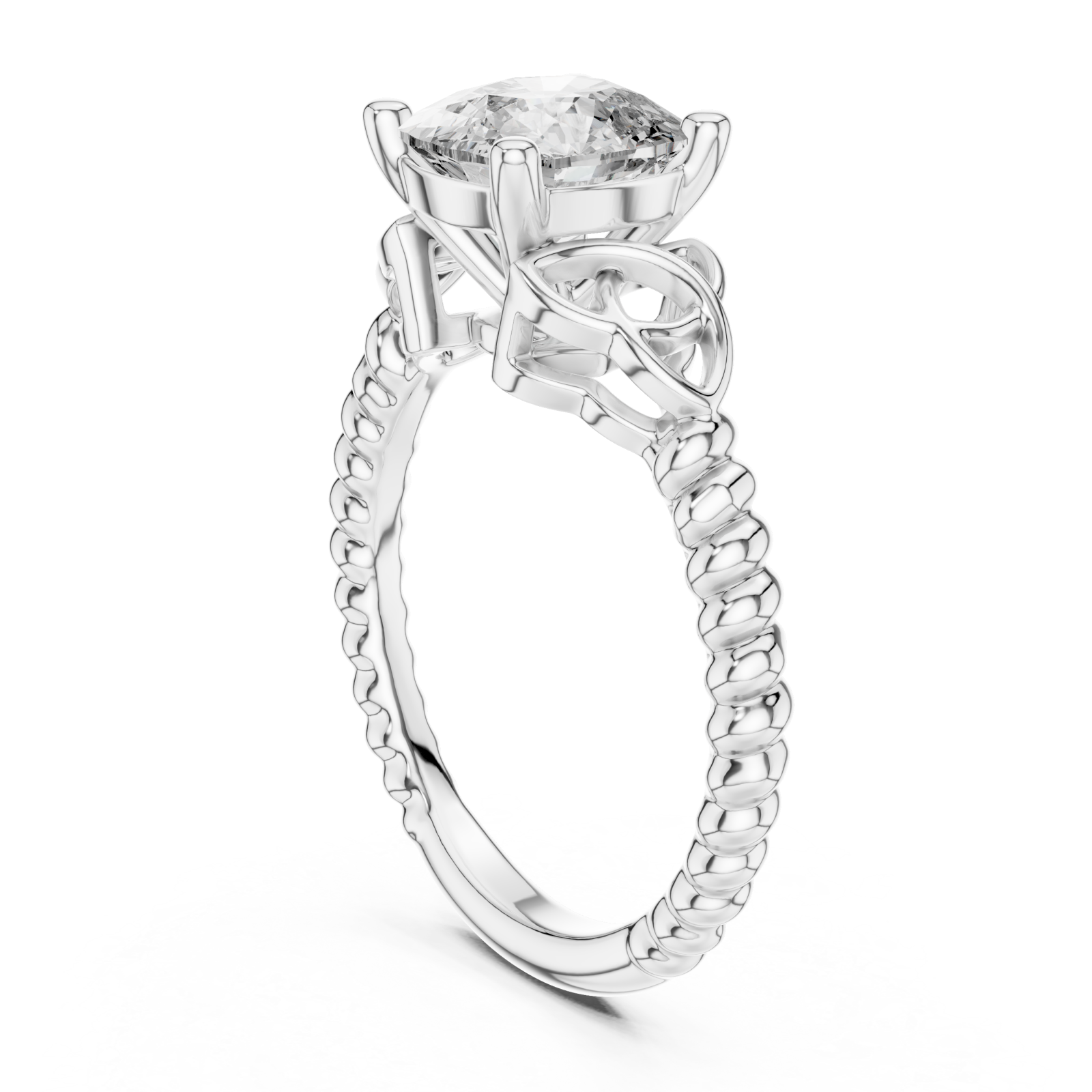  White Gold Radiant Twine Solitaire Celebration Band Left View