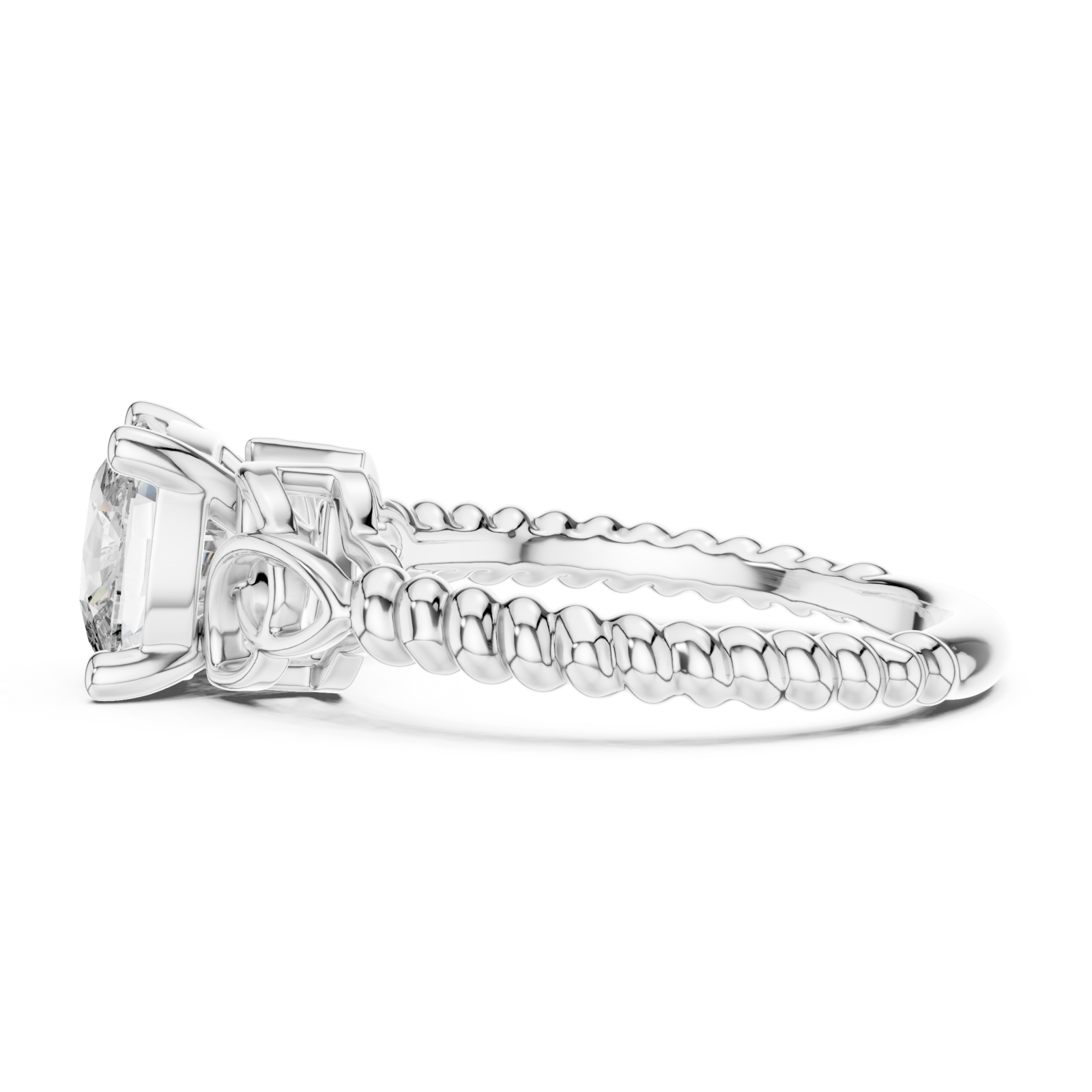  White Gold Radiant Twine Solitaire Celebration Band Side View