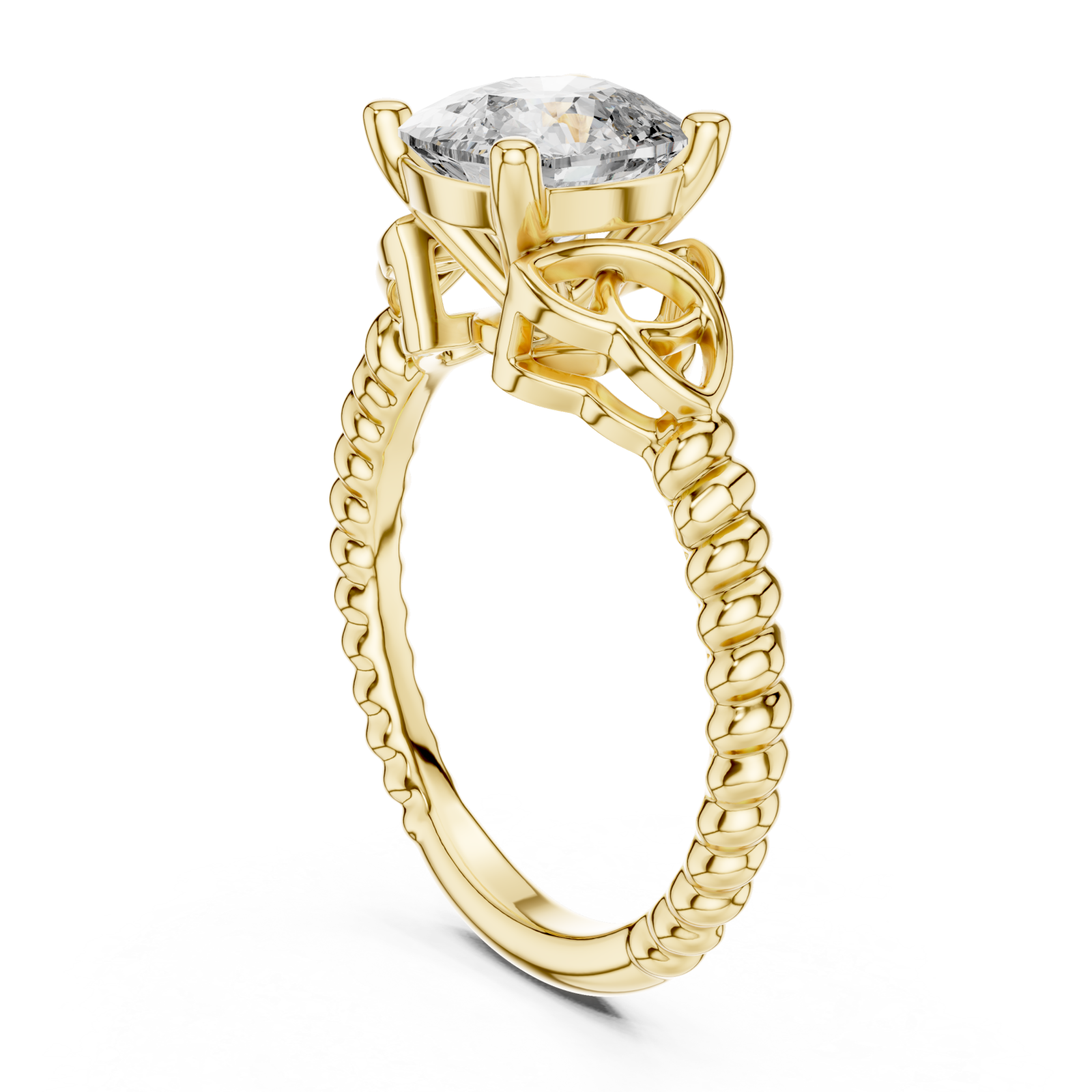  Gold Radiant Twine Solitaire Celebration Band Left View