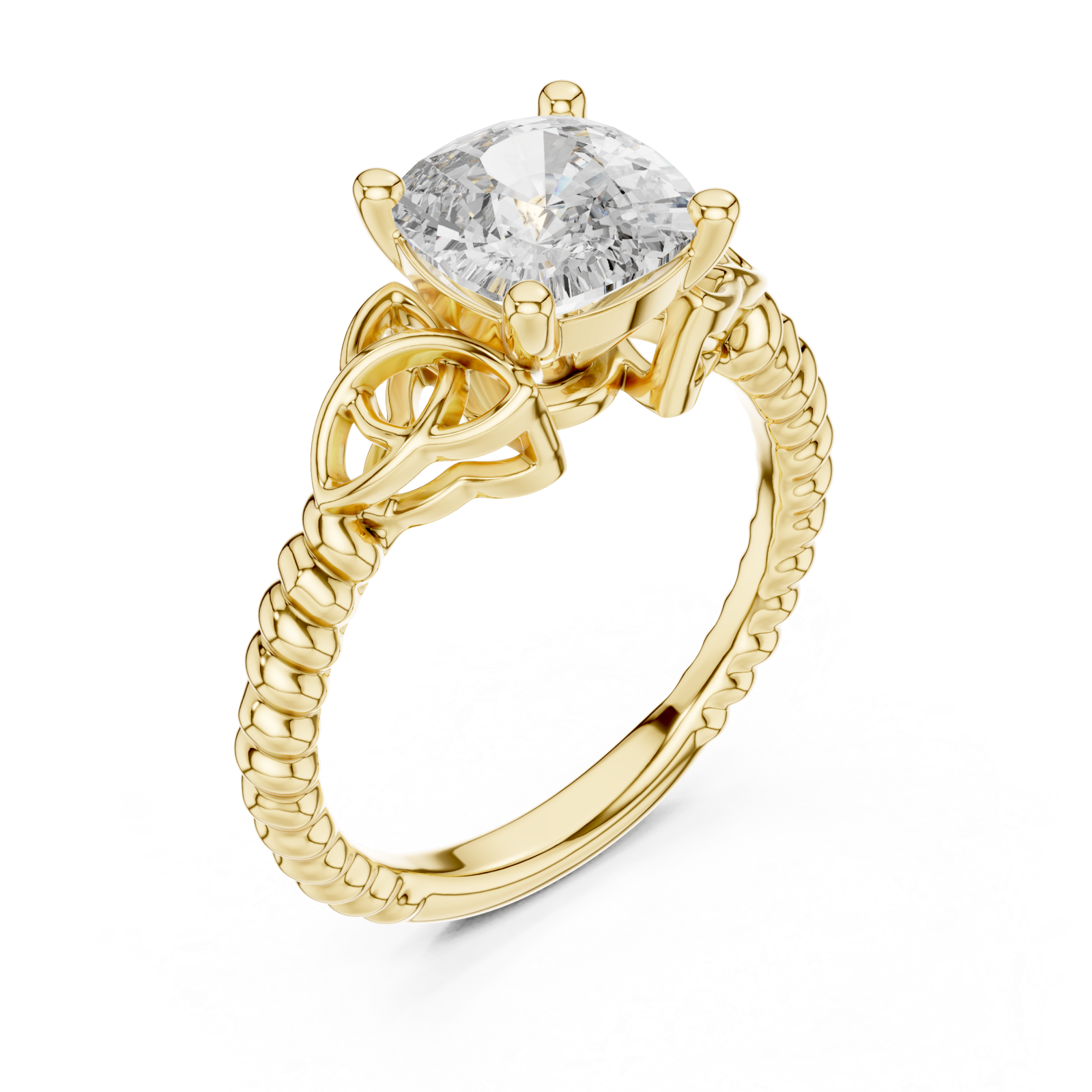 Gold Radiant Twine Solitaire Celebration Band Right View
