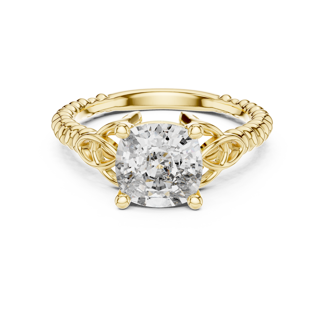 Gold Radiant Twine Solitaire Celebration Band Right View