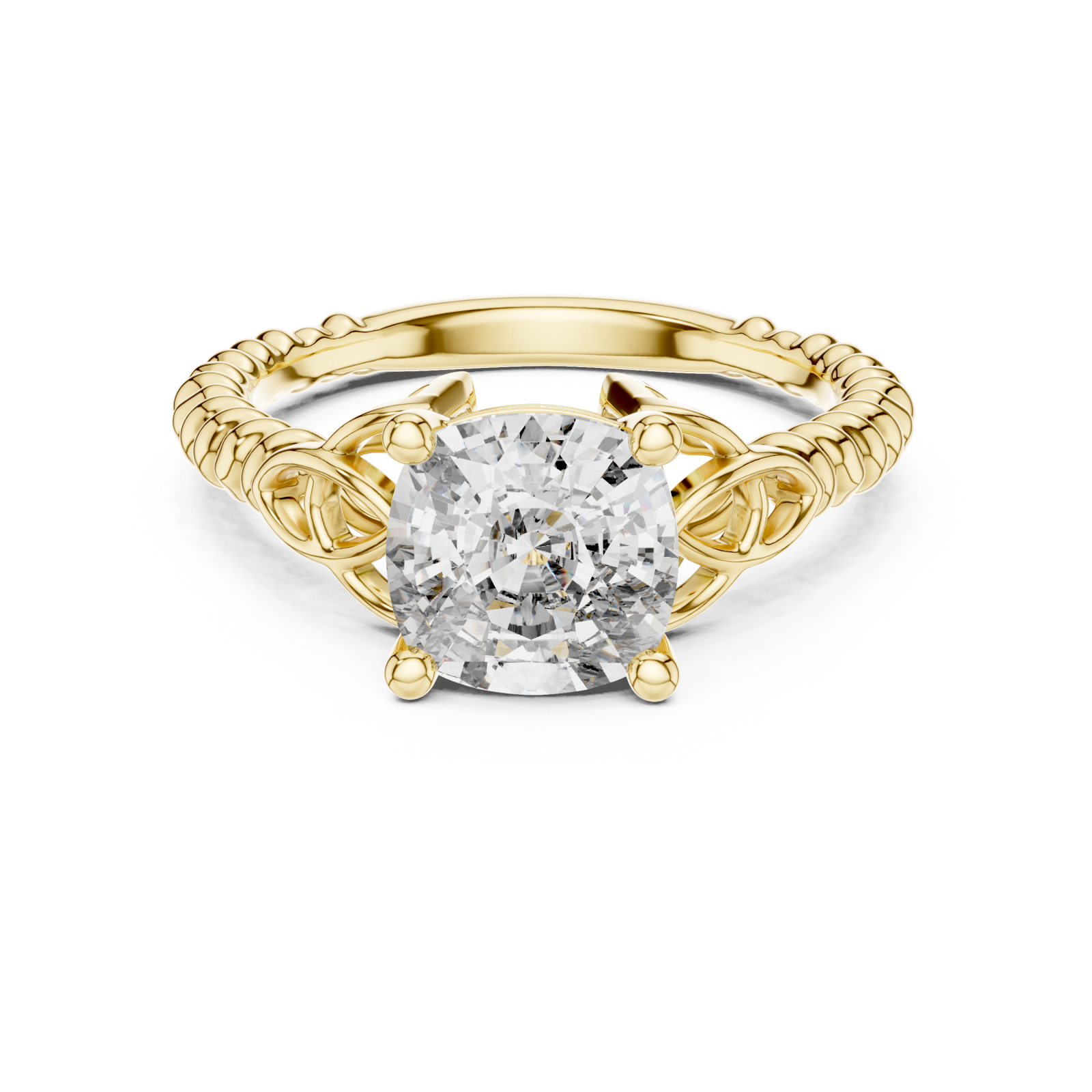  Gold Radiant Twine Solitaire Celebration Band Front View