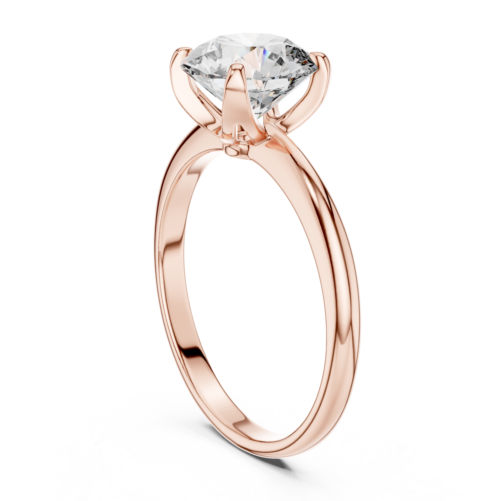  Rose Gold Aurora Graceful Silhouette Solitaire Engagement Ring Left View