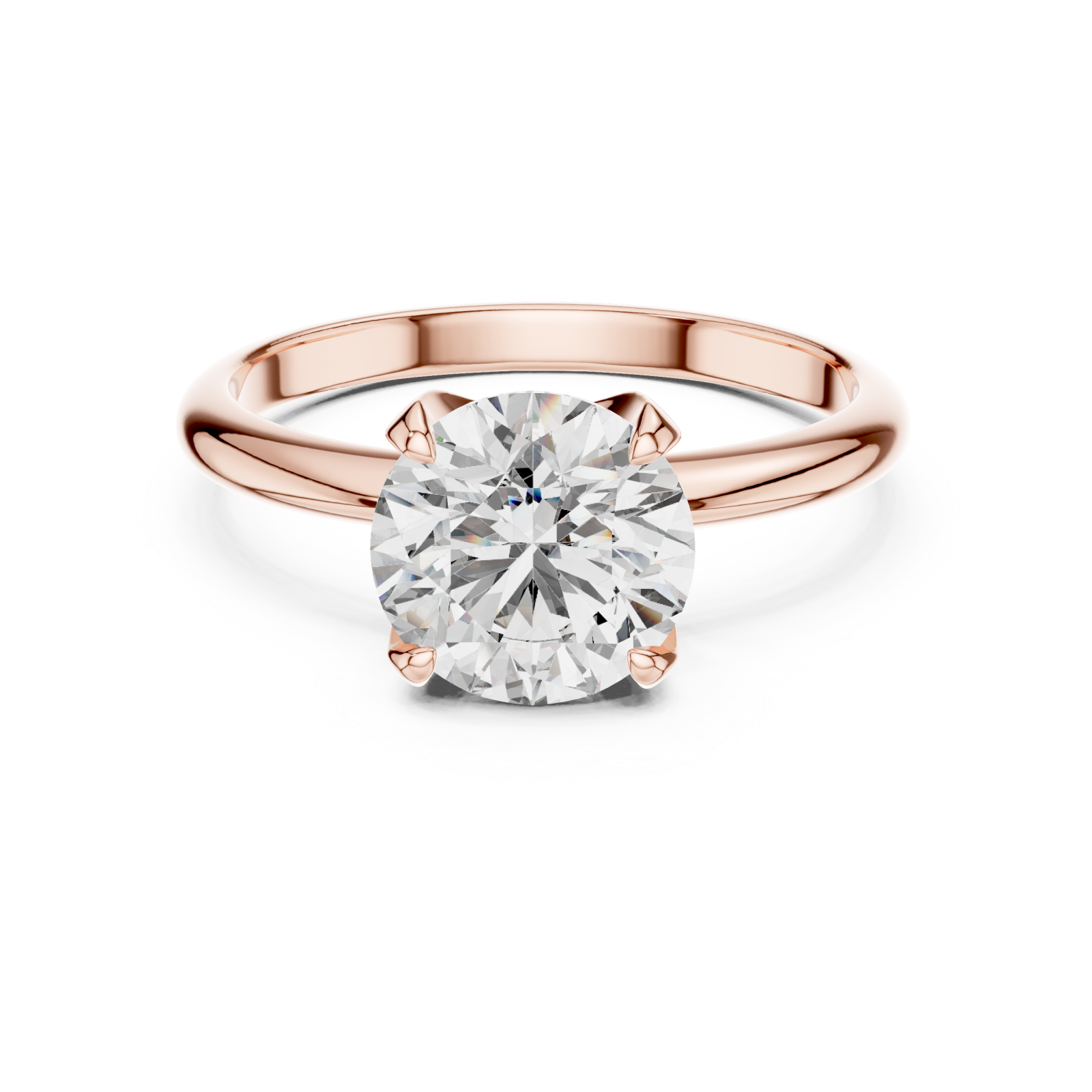  Rose Gold Aurora Graceful Silhouette Solitaire Engagement Ring Front View