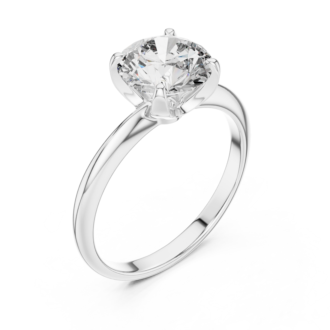  White Gold Aurora Graceful Silhouette Solitaire Engagement Ring Right View