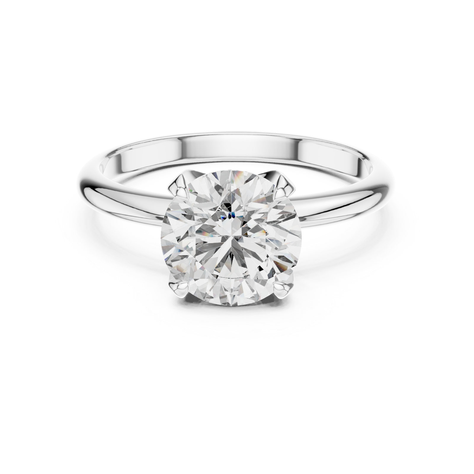  White Gold Aurora Graceful Silhouette Solitaire Engagement Ring Front View