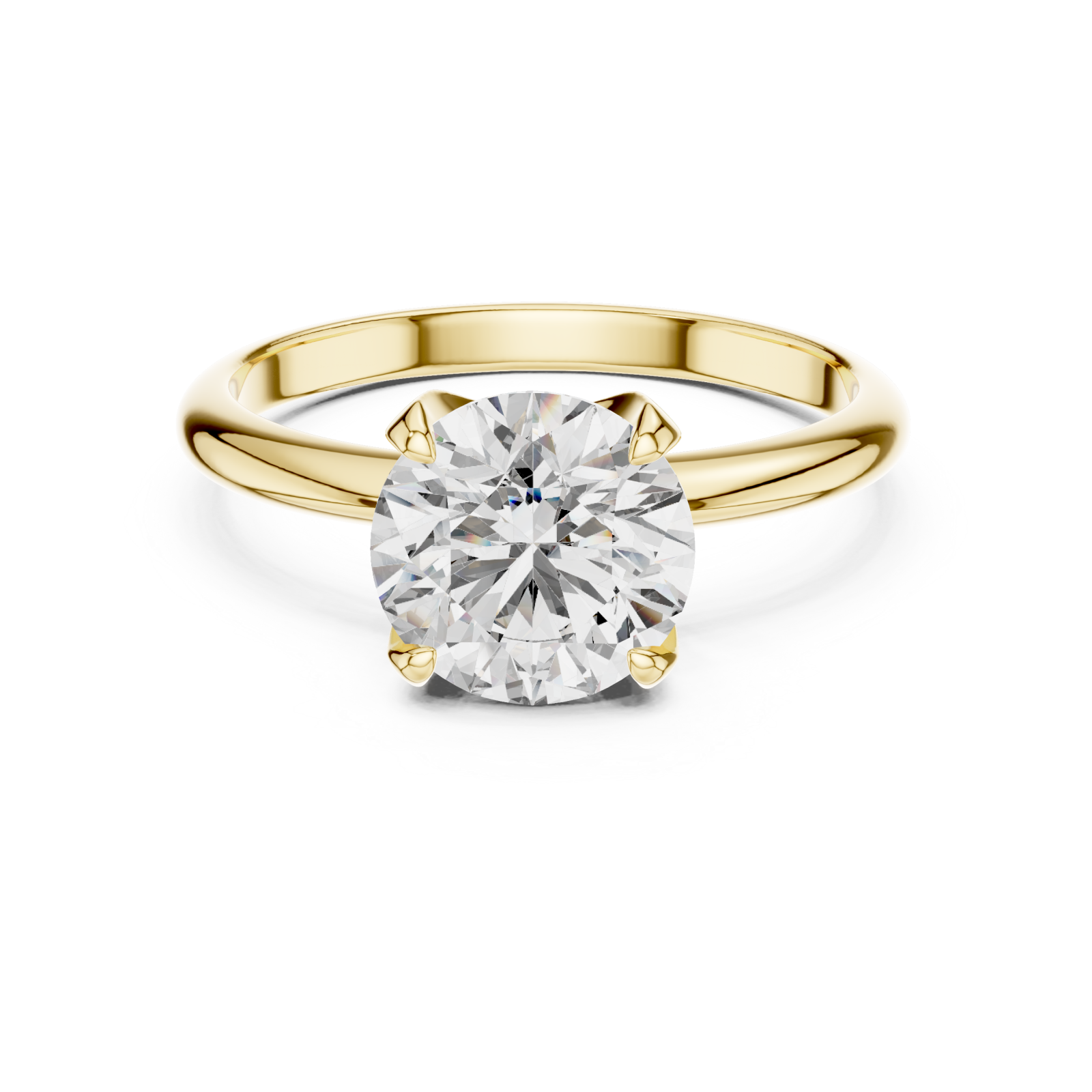  Gold Aurora Graceful Silhouette Solitaire Engagement Ring Front View