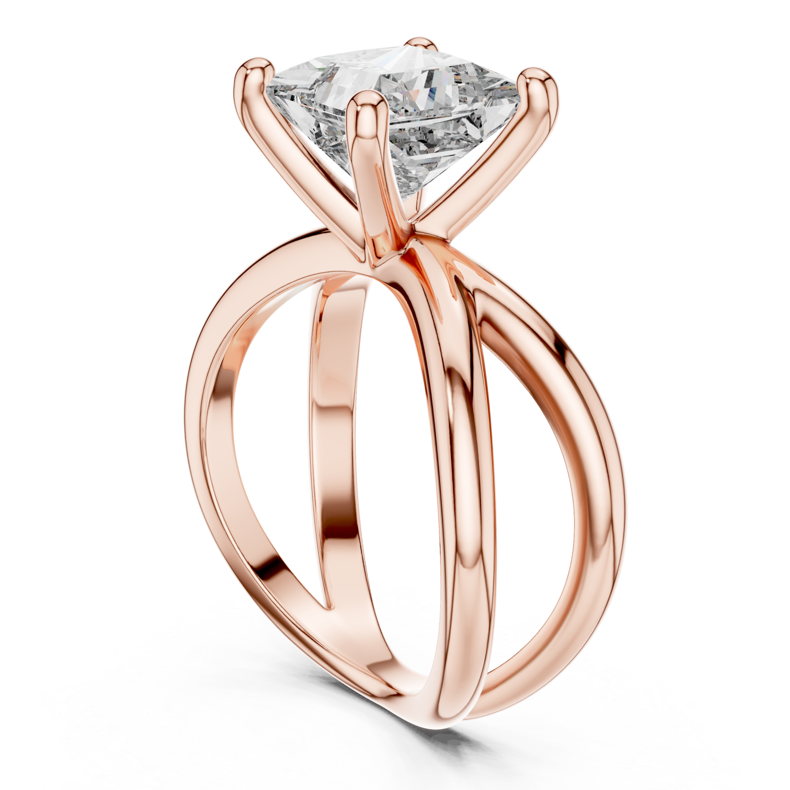  Rose Gold Twilight Silk Dual Shank Solitaire Ring Left View