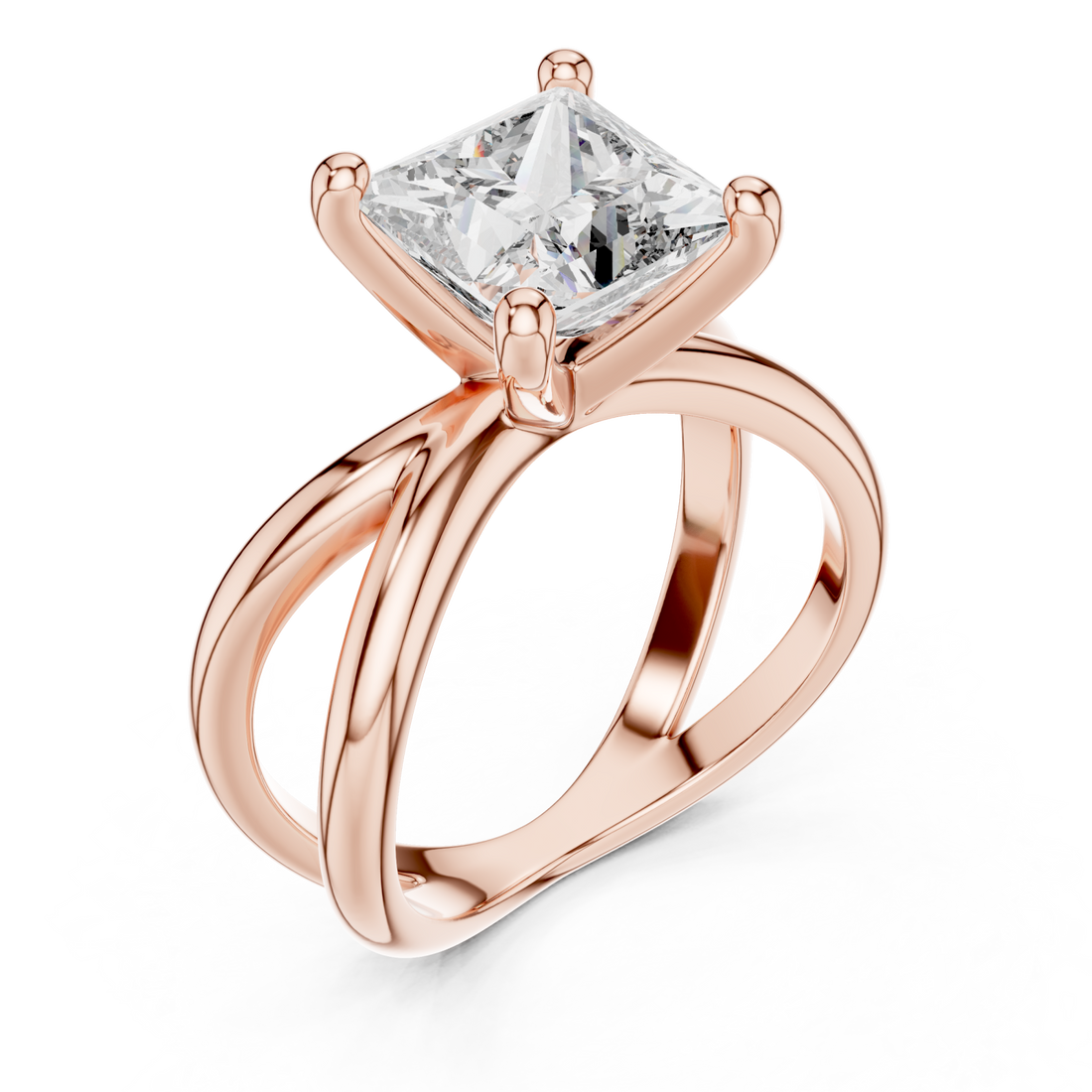  Rose Gold Twilight Silk Dual Shank Solitaire Ring Right View