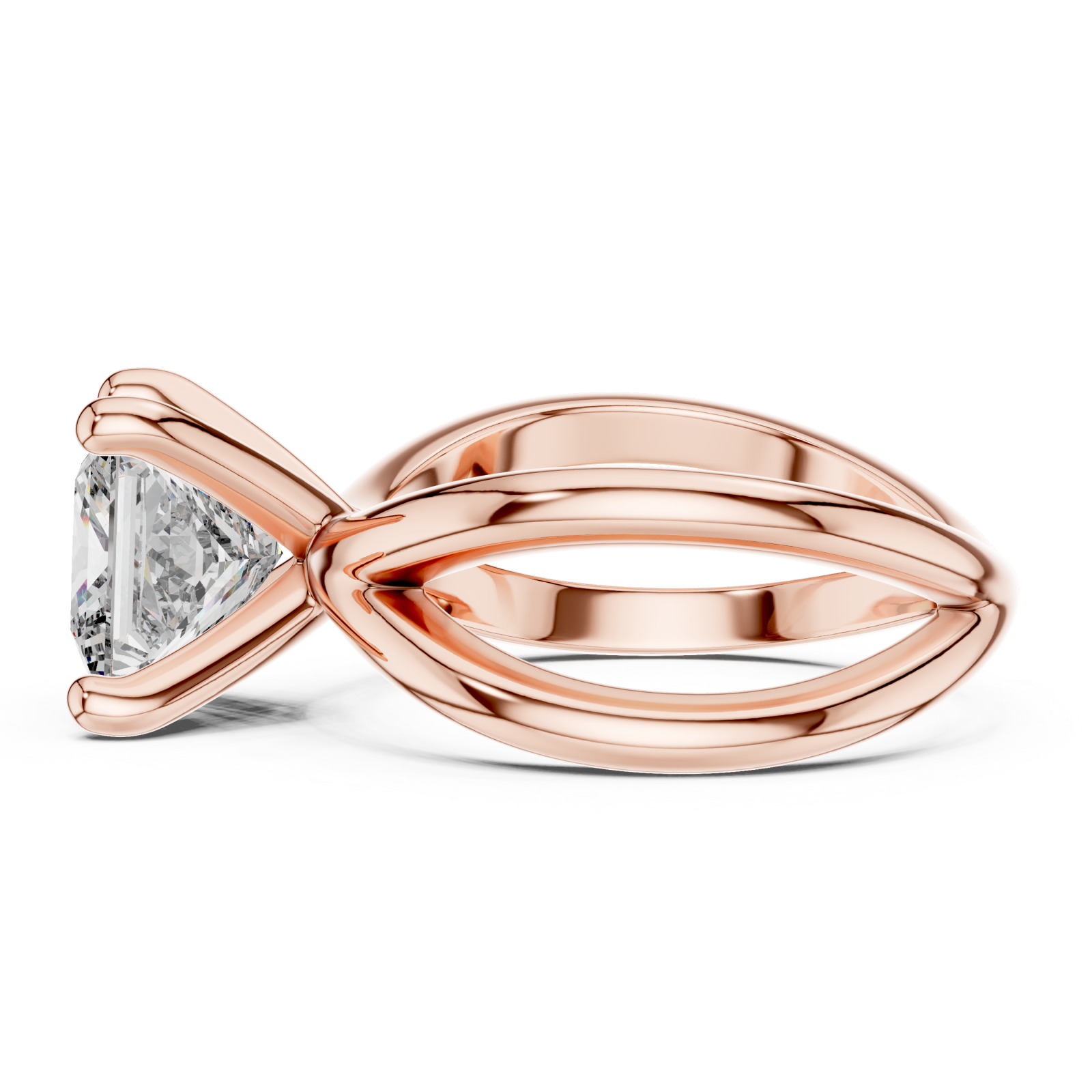  Rose Gold Twilight Silk Dual Shank Solitaire Ring Side View