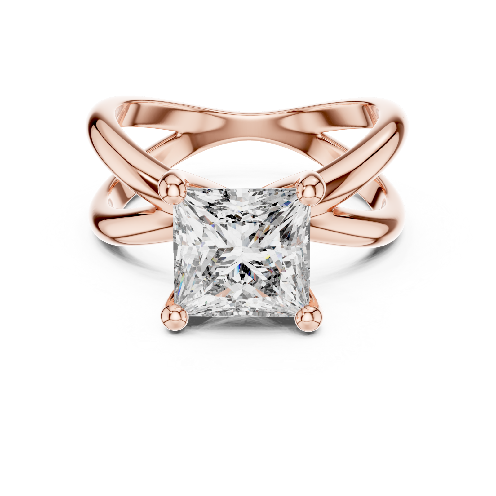  Rose Gold Twilight Silk Dual Shank Solitaire Ring Front View