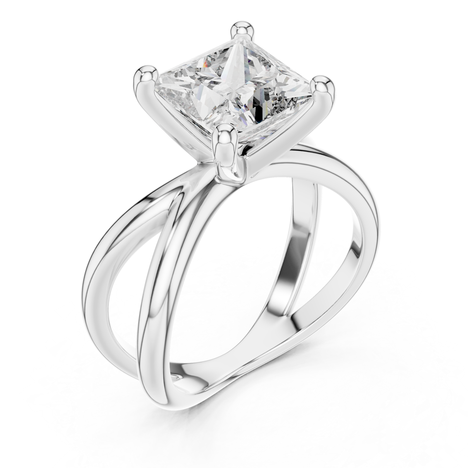  White Gold Twilight Silk Dual Shank Solitaire Ring Right View