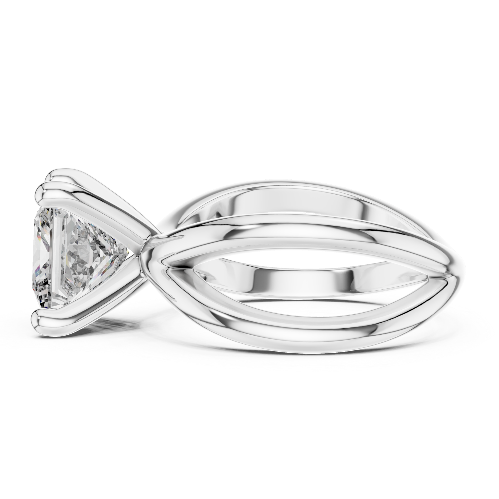  White Gold Twilight Silk Dual Shank Solitaire Ring Side View
