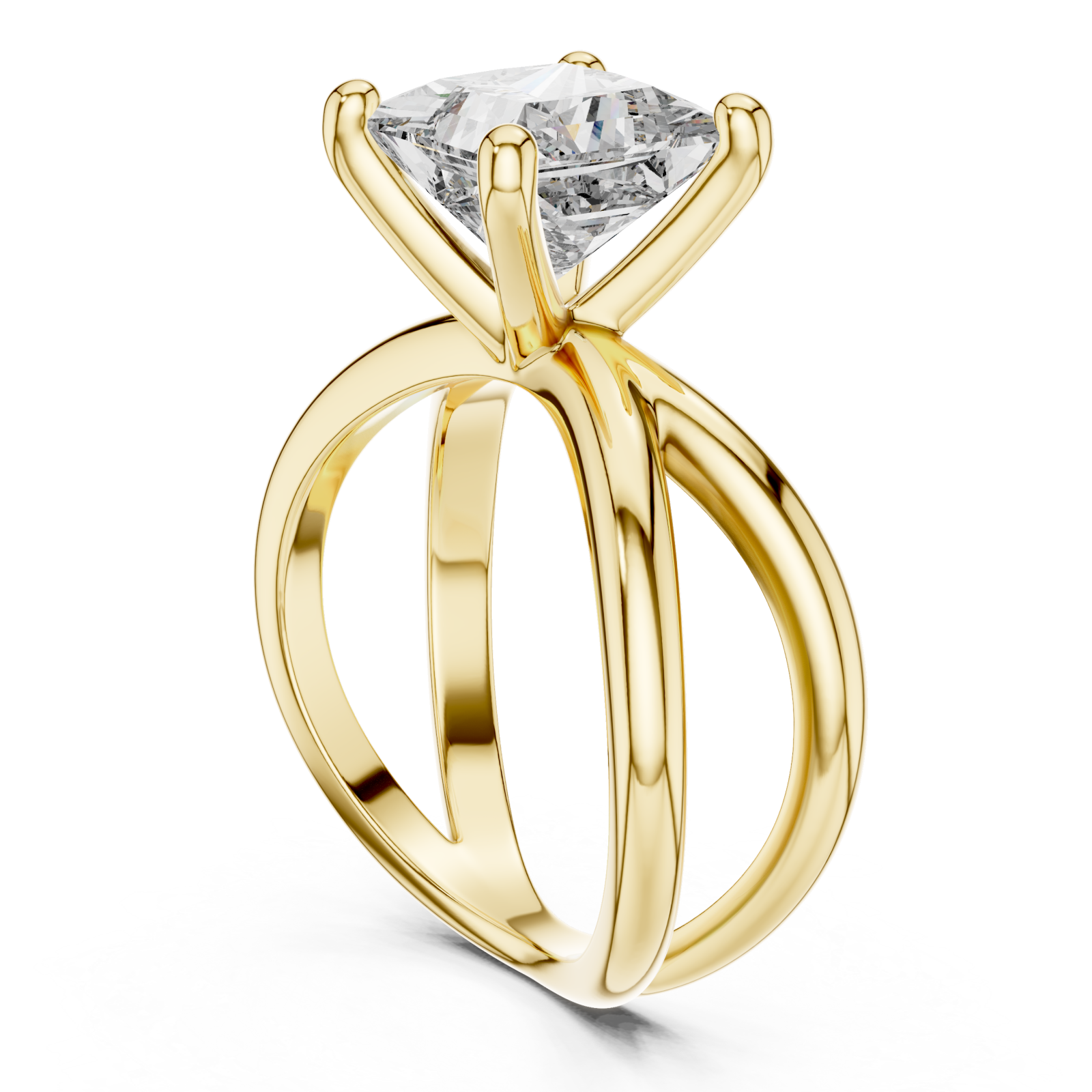  Gold Twilight Silk Dual Shank Solitaire Ring Left View