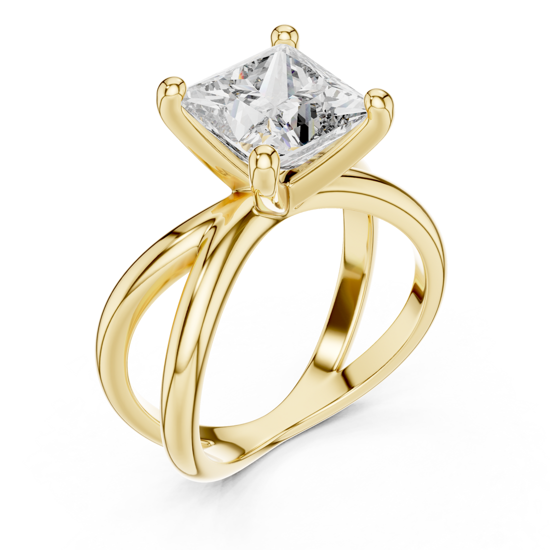Gold Twilight Silk Dual Shank Solitaire Ring Right View