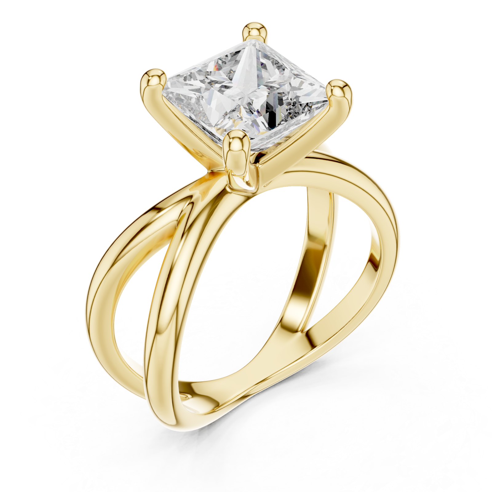Gold Twilight Silk Dual Shank Solitaire Ring Right View