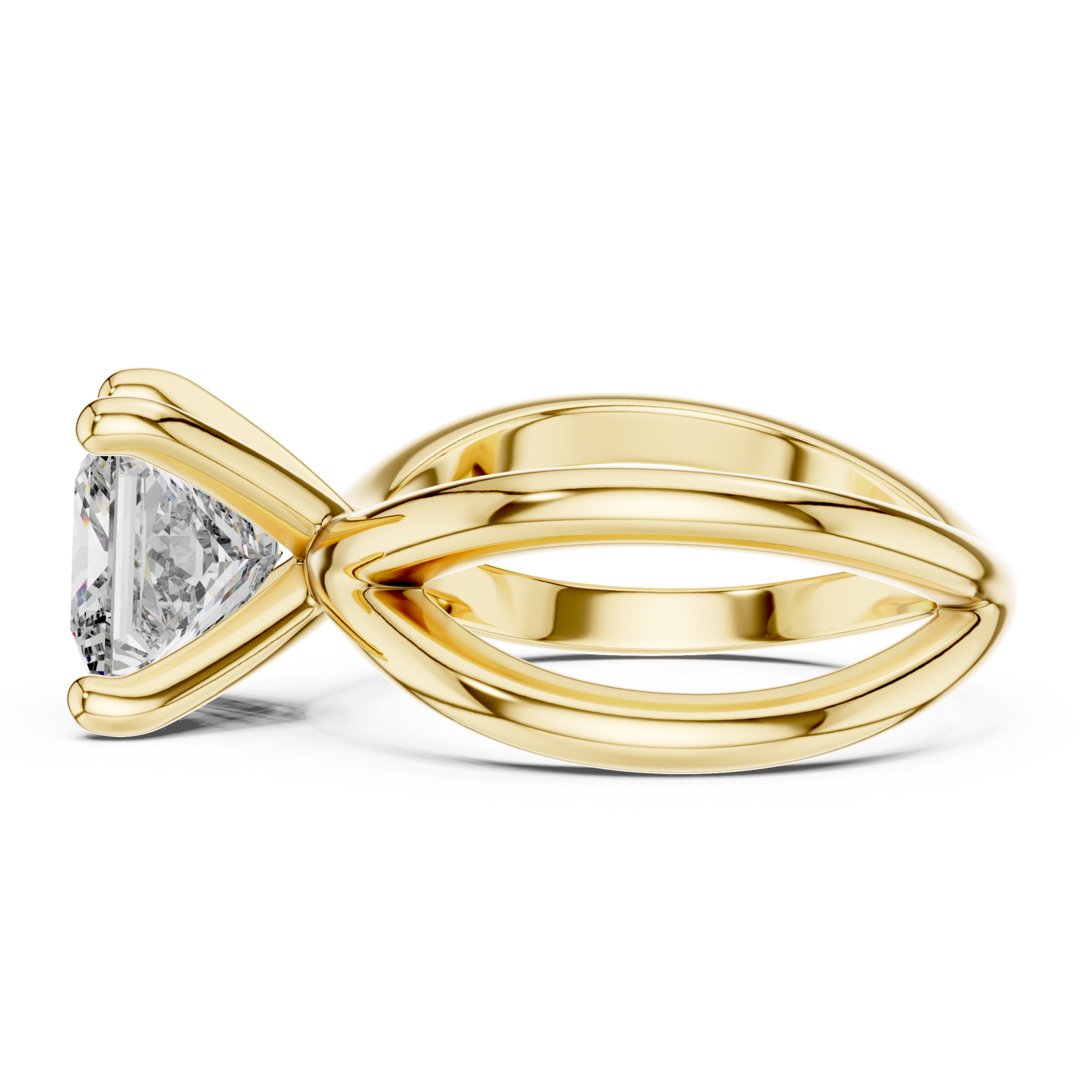  Gold Twilight Silk Dual Shank Solitaire Ring Side View