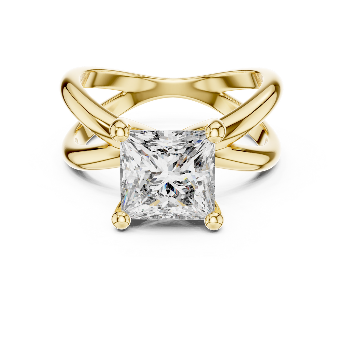 Gold Twilight Silk Dual Shank Solitaire Ring Right View