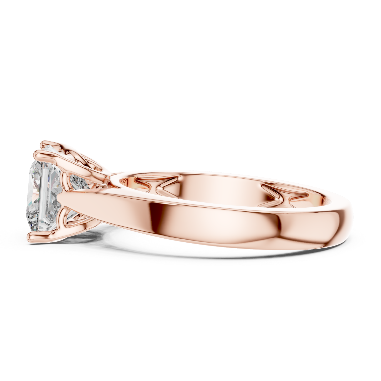  Rose Gold Modern Unity Solitaire Anniversary Band Side View