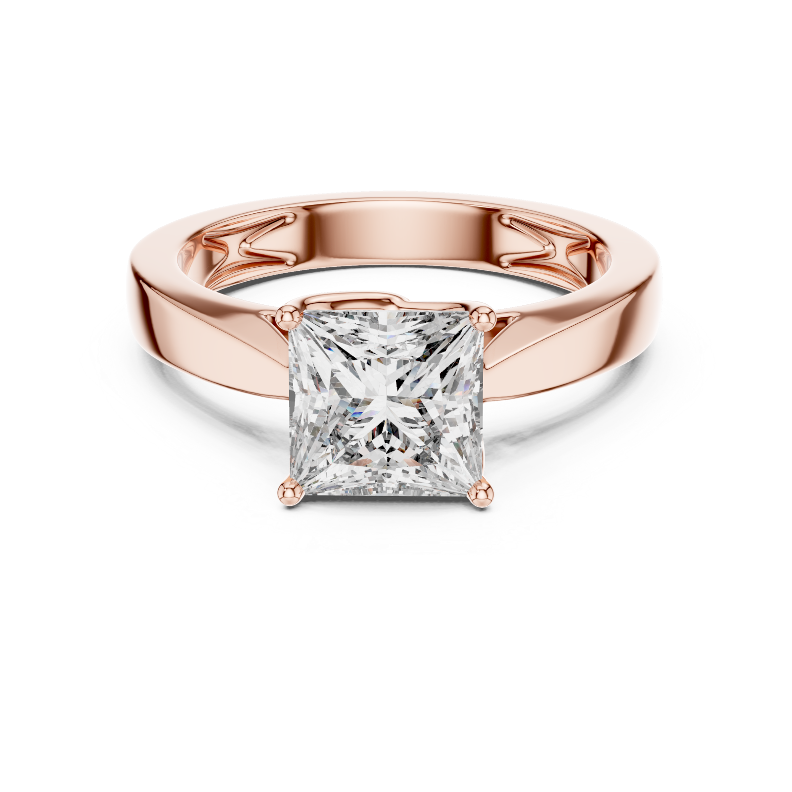  Rose Gold Modern Unity Solitaire Anniversary Band Front View