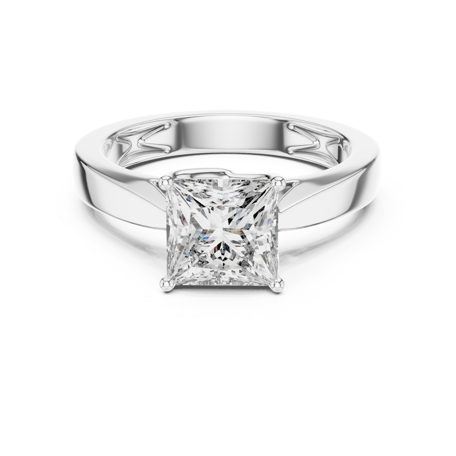  White Gold Modern Unity Solitaire Anniversary Band Front View
