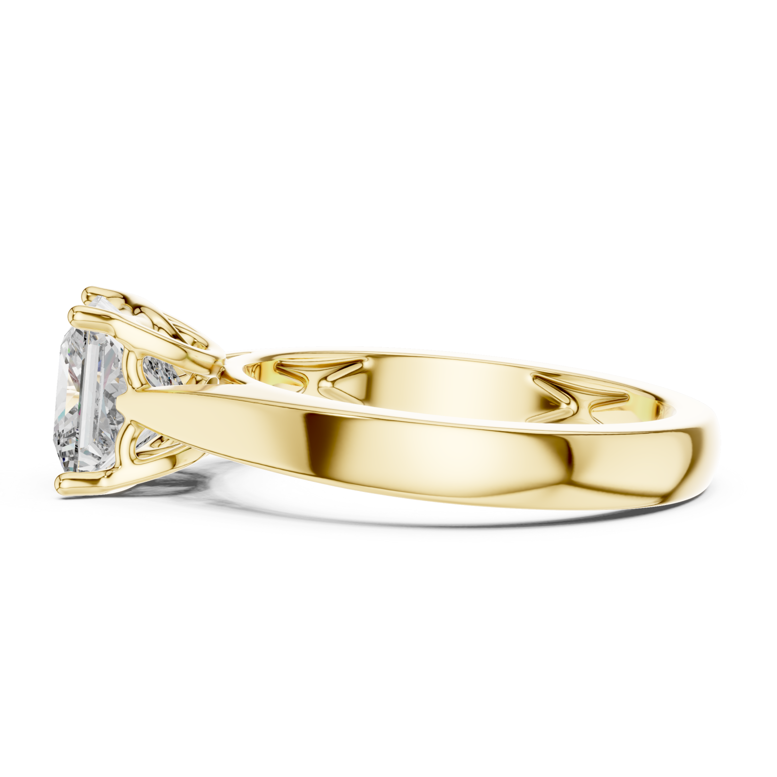 Gold Modern Unity Solitaire Anniversary Band Side View