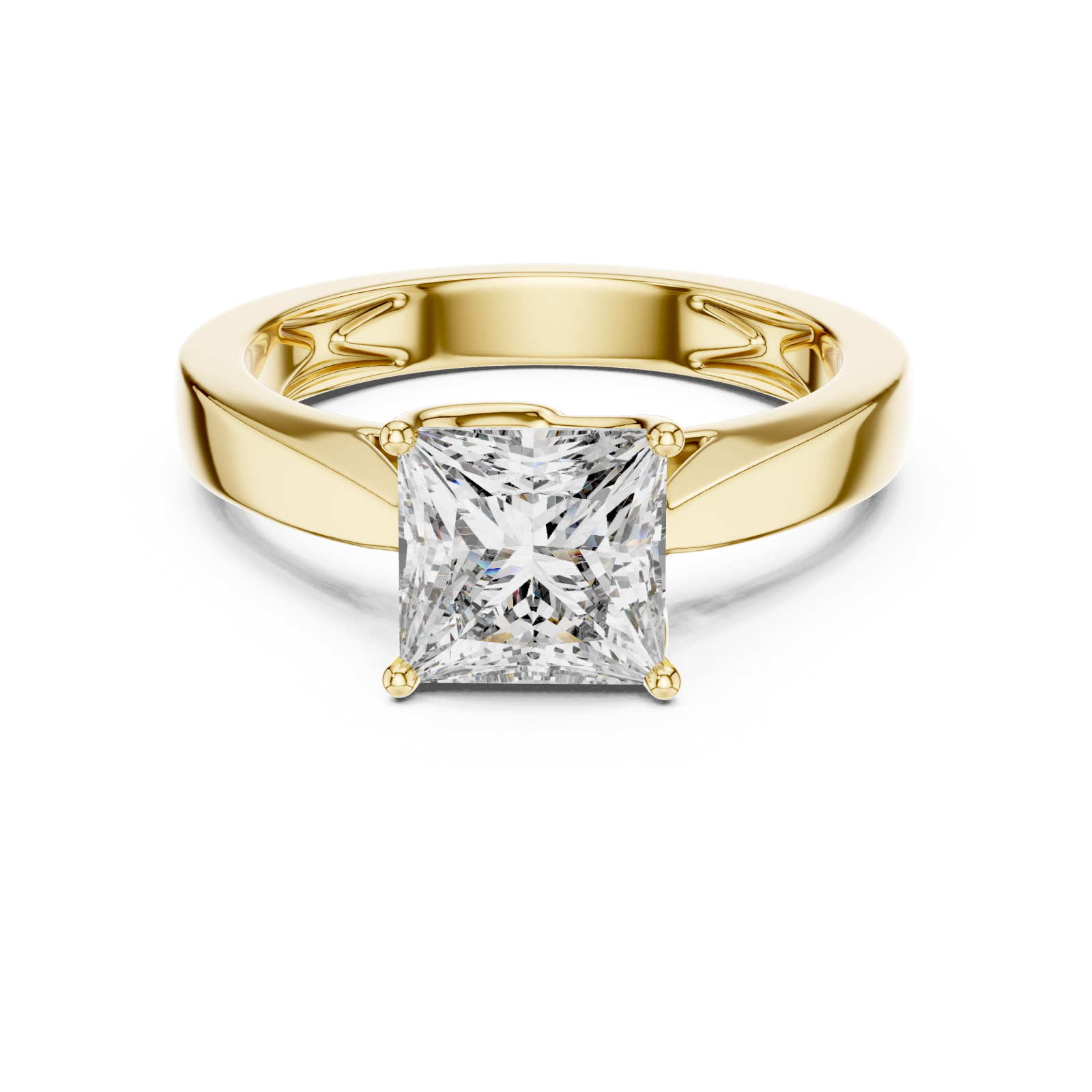  Gold Modern Unity Solitaire Anniversary Band Front View