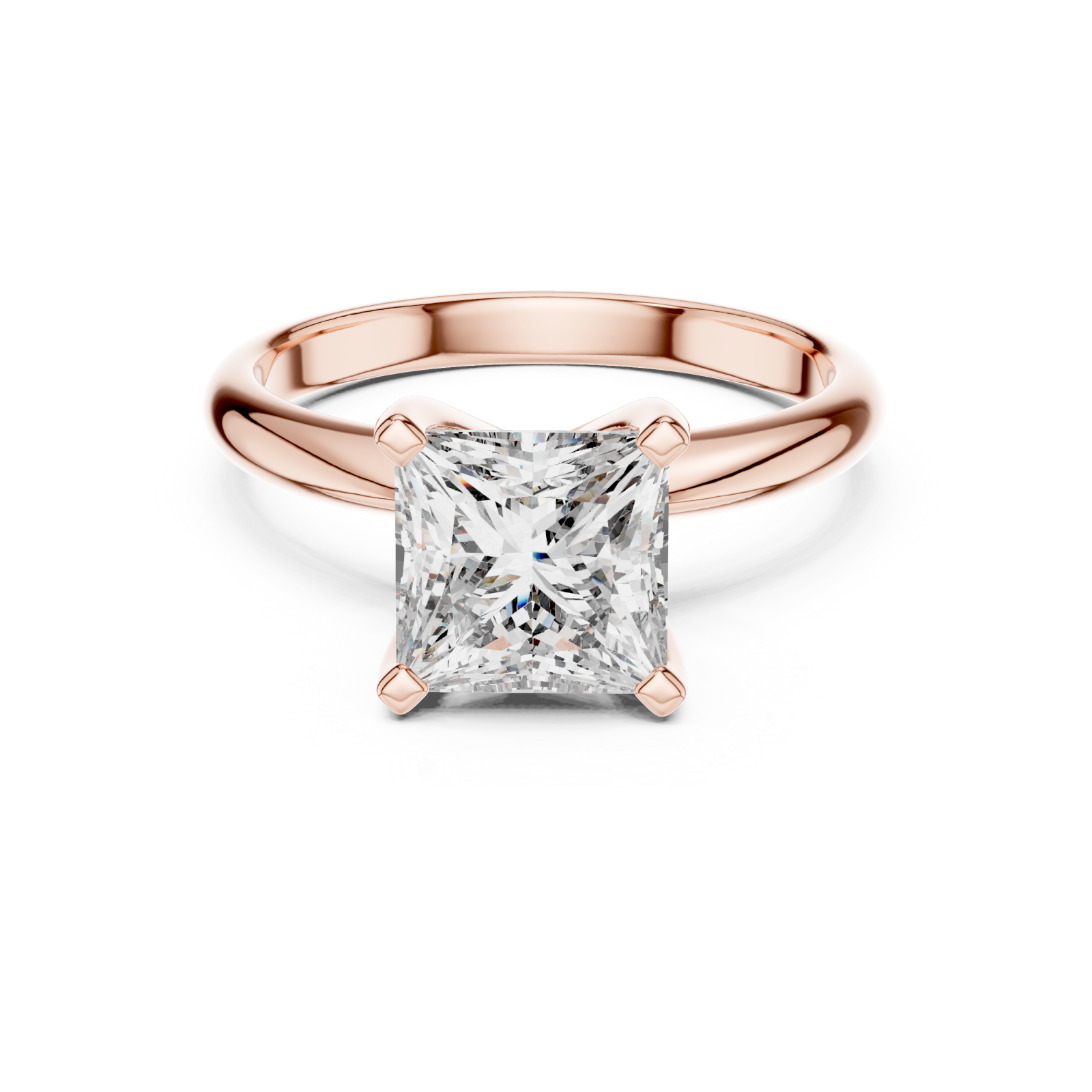  Rose Gold Celestial Adoration Timeless Solitaire Engagement Ring Front View