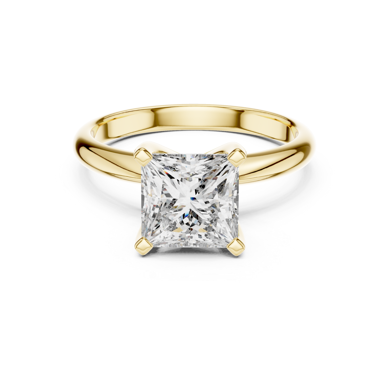  Gold Celestial Adoration Timeless Solitaire Engagement Ring Front View
