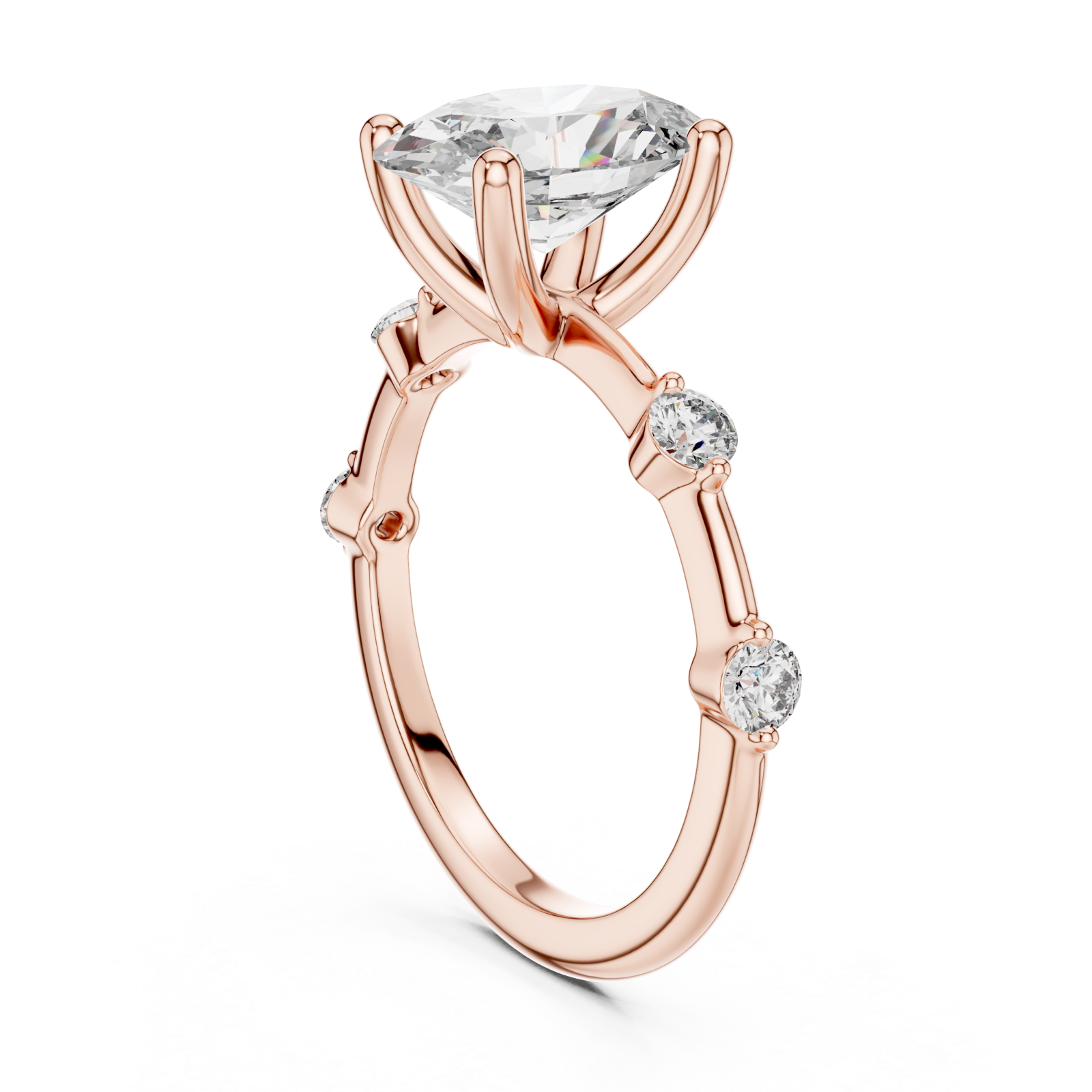  Rose Gold Lumina Twist Solitaire Ring Left View