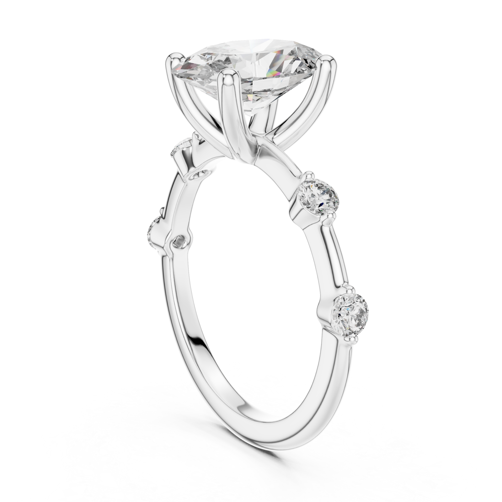  White Gold Lumina Twist Solitaire Ring Left View