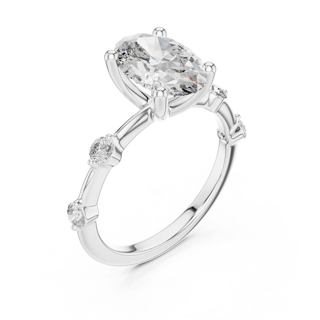  White Gold Lumina Twist Solitaire Ring Right View